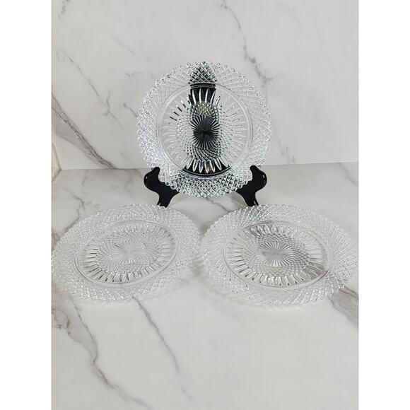 Fostoria Stratton Avon Salad Plates 8" Heavy America Lead Crystal Diamond Shaped - Picture 2 of 12